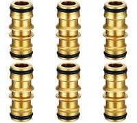 Raheem Lot de 6 raccords de tuyau doubles mâles en laiton de 1/2", raccord de tuyau d'arrosage double fiche et raccord pour irrigation du jardin, lavage de voiture