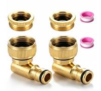 Raheem Raccord de robinet en laiton 1/2" et 3/4", raccord de tuyau rotatif à 360°, filetage intérieur coudé à 90°, pour tuyau d'arrosage, inoxydable
