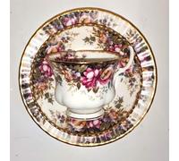 Rahm Tasse à collectionner / Royal Albert / Autumn Roses / 1 tasse - 1 soucoupe - 1 petite assiette à gâteau / original / porcelaine fine