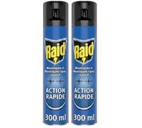 Raid Aérosol Volants - Répulsif Moustiques et Moustiques Tigres - Action Rapide - Sans Parfum Ajouté - 1 Aérosol 300 ML (Lot de 2)