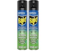 Raid Aérosol Volants - Répulsif Moustiques et Moustiques Tigres - Action Rapide - Senteur Herbal - 1 Aérosol 300 ML (Lot de 2)