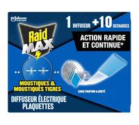 Raid Diffuseur Anti-Moustiques et Moustiques Tigres, Protection Continue jusqu'à 12 Heures