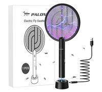 Raid électrique anti-moustiques 4000V, rechargeable, avec station de charge et diffuseur UV pour éloigner les moustiques