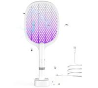 Raid électrique anti-moustiques 5000V - Électro-piège à moustiques 2-en-1 avec base de recharge USB-C