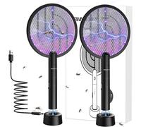 Raid électrique anti-moustiques - Raquette insecticide - Lutte contre les nuisibles - Lampe UV 2-en-1 - Tension de 4000 V - Noir