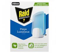 Raid Essentials Piège Lumineux Anti-Mouches - 1 Piège + 1 Recharge | Piège lumineux pour insectes volants sans insecticides, capture efficace avec 1 piège et 1 recharge