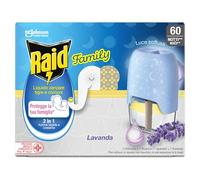 Raid Family Liquide électrique anti-moustiques, lavande, 1 diffuseur et 1 recharge