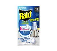 RAID FAMILY RECHARGE ÉLECTRIQUE LIQUIDE MOUSTIQUES & MOUSTIQUES TIGRES, 1 RECHARGE 45 NUITS, 27 ml