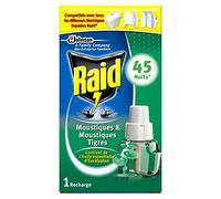 Raid Insecticide/Recharge pour Diffuseur Électrique Liquide Moustiques/Moustiques Tigres/Huiles Essentielles d'Eucalyptus 45 Nuits - Lot de 4