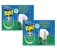 RAID Lot de 2 Diffuseur Electrique 45 Nuits parfum Eucalyptus action rapide et continue contre moustiques et moustiques tigres