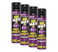 Raid Max Aérosol Multi-Insectes - Action Rapide - Elimine les Punaises - 1 Aérosol (Lot de 4)