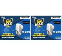 Raid Max Diffuseur Électrique Liquide - Anti-Moustiques et Moustiques Tigres 30 Nuits - Protection Continue & Nuits Sereines - Sans Parfum - 1 Diffuseur + 1 Recharge (Lot de 2)