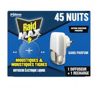 Raid Max Diffuseur Electrique Liquide, Moustiques 1 Diffuseur + 1 Recharge | Spray fourmis et cafards à action rapide, protection longue durée sans parfum en format 500 ml