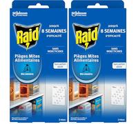 Raid Piège Mites Alimentaires - Piège Anti-Mites - sans Insecticides - Jusqu'à 8 Semaines d'Efficacité - 2 Pièges (Lot de 2)