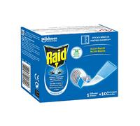 Raid Prise Anti-Moustiques Electrique Plaquettes Inodore - Moustiques & Moustiques Tigres - 1 Diffuseur + 10 Recharges
