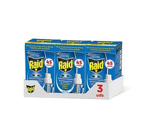 Raid - Recharge pour diffuseur électrique anti-moustiques communs et tigre, 3 x 45 nuits (Pack de 3 recharges, 135 nuits)