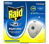 RAID RECHARGE POUR DIFFUSEUR ÉLECTRIQUE NIGHT&DAYTM MOUCHES, MOUSTIQUES ET MOUSTIQUES TIGRES, 1 RECHARGE 240 HEURES