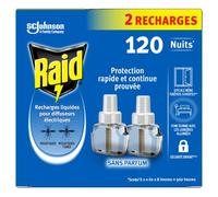 Raid Recharges Electriques Liquides 120 Nuits 3en1 - Moustiques et Moustiques Tigres - 2 Recharges 60 Nuits