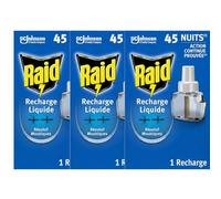 Raid Recharges Liquides Pour Diffuseur Electrique Répulsif Moustiques Et Moustiques Tigres - 3x45 nuits - 3 Recharges 3x32ml