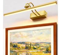 RAIFOOLLY Applique murale sans fil de 40,6 cm avec minuterie et intensité variable, fonctionne à piles de 500 mAh, pour affichage, galerie, peinture, cadre d'art, portrait - Métal doré plaqué