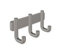 Rail à crochets Hewi Série 480 480.90.00260SC avec 3 crochets, revêtement par poudre gris foncé perle mica mat profond