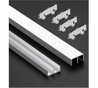 Rail Coulissant Pour Vitrine - Rails En Aluminium À Double Canal | Pour Portes Acrylique/Verre De 5 8 Mm, Guide Rainures Montagne Avec Galets Anti-Saut(39.4in/1000mm)