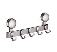 Rail de crochet de douche à ventouse, support mural en aluminium à espace m | Forte absorption par pour surfaces lisses, crochets amovibles réglables, conception en arc anti-rayures pour salle