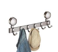 Rail de crochet de douche à ventouse, support mural en aluminium à espace m | Forte absorption par pour surfaces lisses, crochets amovibles réglables, conception en arc anti-rayures pour salle