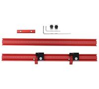 Rail de guidage extensible pour le travail du bois - Profilé en aluminium à encastrement en T - Rail de guidage - Accessoire pour table de scie - Rouge