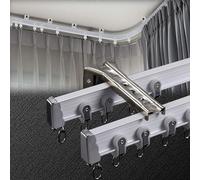 Rail de plafond à 2 rails en aluminium flexible avec accessoires pour baie plate et incurvée Blanc 3 m