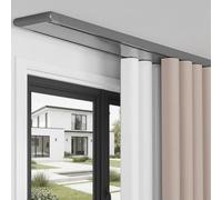 Rail de plafond à double rangée de rideaux de 2,7 m - Système de rideau en aluminium, séparateurs de pièce coulissants et silencieux, finition grise, installation facile et options polyvalentes pour