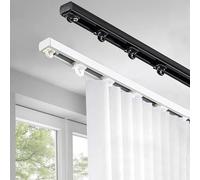 Rail de plafond réglable ultra fin et raccords - Séparateur de pièce polyvalent pour espaces de 0,9 à 4,9 m - Tringle à rideau de douche en aluminium durable, montage mural/plafond, installation
