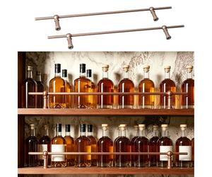 Rail de Protection D'éTagèRe Ensemble de Barres de Protection pour Étagères de Cave Vin, Barre Sécurité Métallique pour Porte-revues, Rebord D'étagères Flottantes Cuisine(Rose Gold,60cm/23.6in)