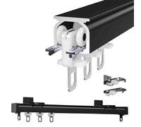 Rail De Rideau 50 100 200 350 400cm Rail De Plafond En Aluminium Pour Rideaux De Fenêtres Et Séparateur De Pièce, Mute Track Curtain Room Divider Rail De Rideaux Pour Salon Douche(Black,230cm/7.5ft)