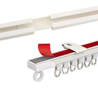 Rail de rideau adhésif - Kit de plafond de 3 mètres avec glissières en nano-gel