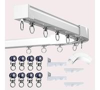Rail de rideau de plafond pour baie vitrée avec rouleau robuste, connecteurs d'angle, stores suspendus, voilages, rideaux à panneaux, rail simple/double pôle, séparateur de pièce droit/courbé