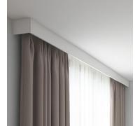Rail de Rideau Double Haute résistance de 3,2 m (10,5 pi) pour fenêtre coulissante avec cantonnière en métal et tiges Blanches, Installation Facile pour la décoration int