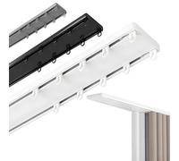 Rail de Rideau Double, Montage au Plafond, réglable de 1 à 6 m, Rail Coulissant Silencieux pour Douche, Salon, Chambre à Coucher, séparateur de pièce, Blanc (400 cm/13,1