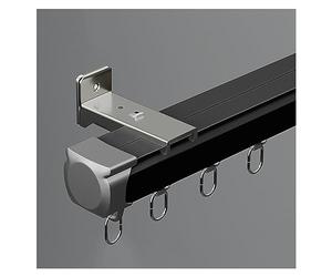 Rail de Rideau Extra Long Support Mural Robuste, 32 29 26 23 19 16 14 13 pieds, Rail de Rideau extérieur intérieur Canaux de Tringle à Rideau en Aluminium Simple avec raccords (Couleur : Noi