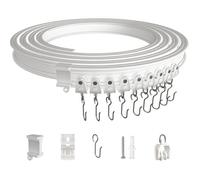 Rail de rideau plafond - PZCC - 3 m - Kit flexible courbable - Poulies silencieuses - Blanc