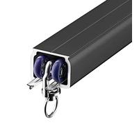Rail de Rideau, Tringle rideau 2m 3m 4m 5m 6m 8m 10m 12m 15m Tringle À Rideaux Pour Séparation De Pièces Noir, Rails Pour Rideaux Coulissants En Aluminium Pour Fenêtres/ Plafond/ Mur(Wall Mount,1.5m/4