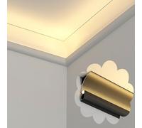 Rail diffuseur LED pour éclairage indirect de plafond - Garniture de plinthe noire de 3 m avec couvercle blanc laiteux pour home cinéma, plinthe moderne LED