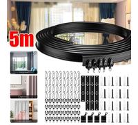 Rail flexible pour rideaux - Longueur : 5 mètres - Adaptée aux fenêtres en arc de cercle, aux cloisons de séparation, aux rideaux de douche - Livrée avec accessoires - Montage facile