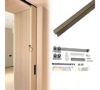 rail porte coulissante Porte Coulissante Encastrée Push-to-Open, Rail Coulissant Silencieux Fluide Avec Soft-Close, Kit Alliage D’aluminium pour Portes Bois/aluminium(Bronze,340cm/133.9in)