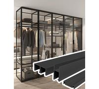 Rail Porte Coulissante Profilé en U pour Rail de Porte Vitrée Fixe de 0.8 mm D'épaisseur Rail pour Vitrine de 80, 90, 100, 120, 140 Ou 160 cm Porte Coulissante pour Armoire(Black,168cm/66.1inch)