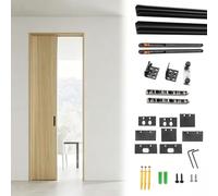 Rail Porte Coulissante Quincaillerie Invisible pour Porte Coulissante avec Fermeture Amortie, Système de Porte de Grange Flottante, Kit de Rail pour Porte de Placard Sans Rail(26in(66cm))