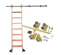 Rail Porte Echelle Coulissante Suspendus - Kit D'échelle Roulante Pour Bibliothèque Avec Roulettes Au Sol, Rail De Roulement En Tube Rond Doré En Acier Carbone(400cm(13.1 ft) track kit)