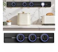 Rail Prise Mural 8000W Bloc Prise Amovible Sans Percage Table | Sans Percage Rail Prise de Courant Murale avec Adapteurs Deslissants Lumiere LED Pour Cuisine(Black,40cm)