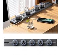 Rail Socket Prise Mobile 8000W Bloc Prise Mural Surface Table | Installation Sans Percage Rail de Prise de Courant Amovible avec Adapteurs LED Cuisine Bureau(Grey,75cm)