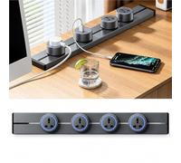 Rail Socket Prise Mobile 8000W Bloc Prise Mural Surface Table | Installation Sans Percage Rail de Prise de Courant Amovible avec Adapteurs LED Cuisine Bureau(Grey,60cm)